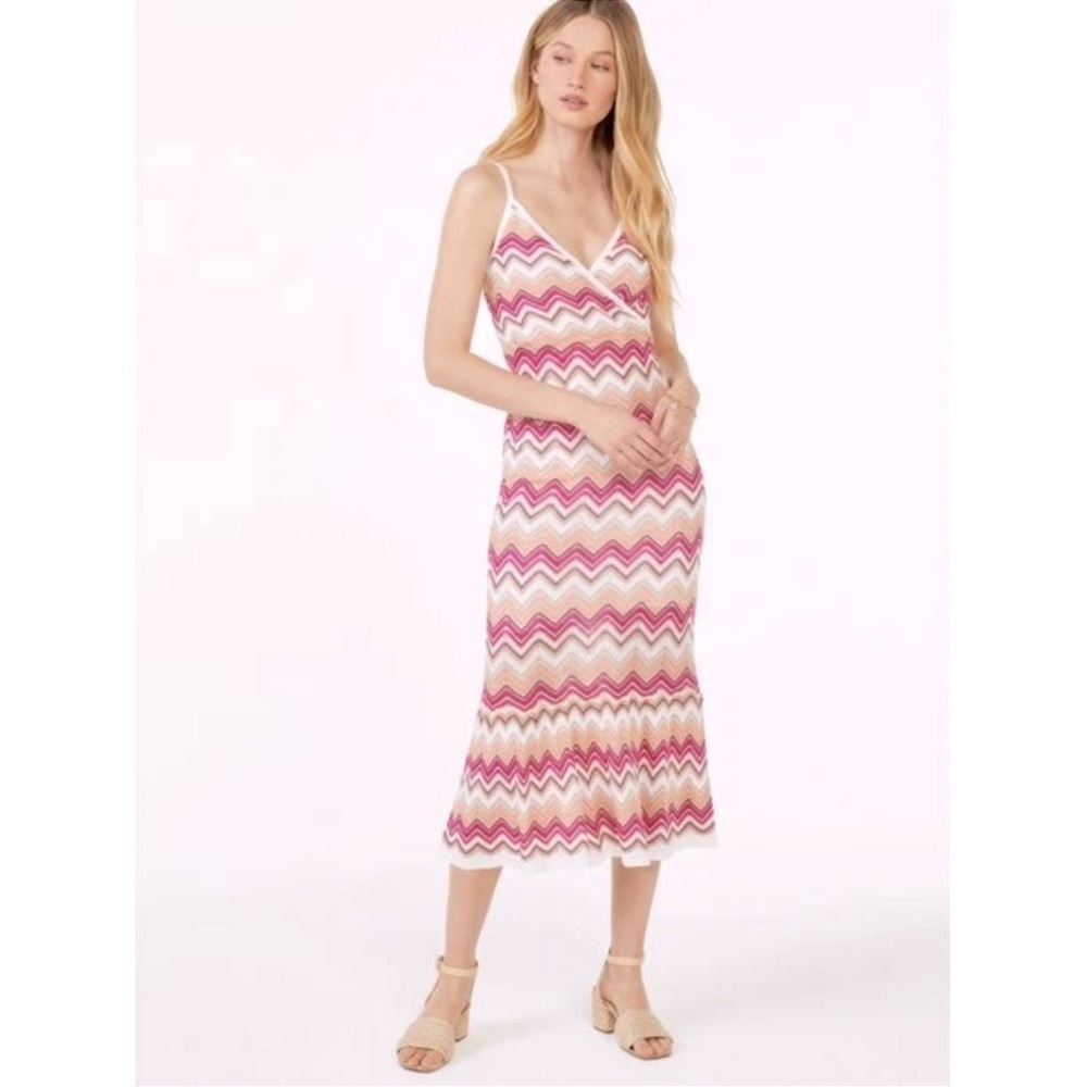 NWT Scoop For Walmart Pink Zigzag Patterned Sweater Midi Dress Large